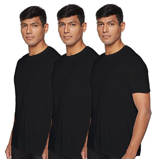 3-Pack: Men's Laviva Active Moisture Wicking Dry Fit Crew Neck Shirts Men's Tops Black S - DailySale