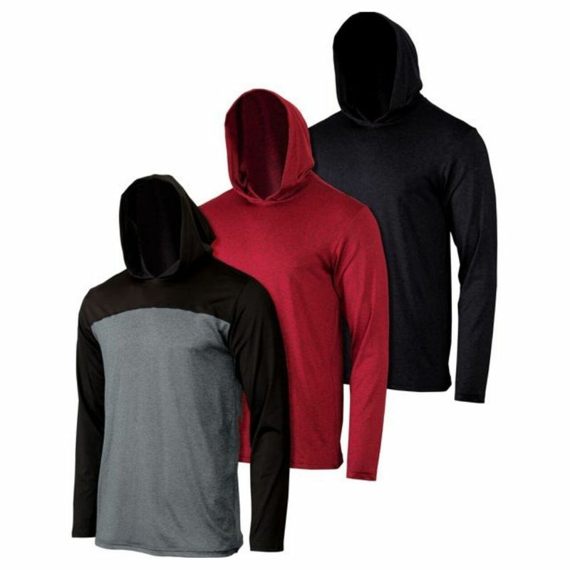 3-Pack: Men's Moisture Wicking Active Athletic Pullover Hoodies Men's Outerwear 1 S - DailySale