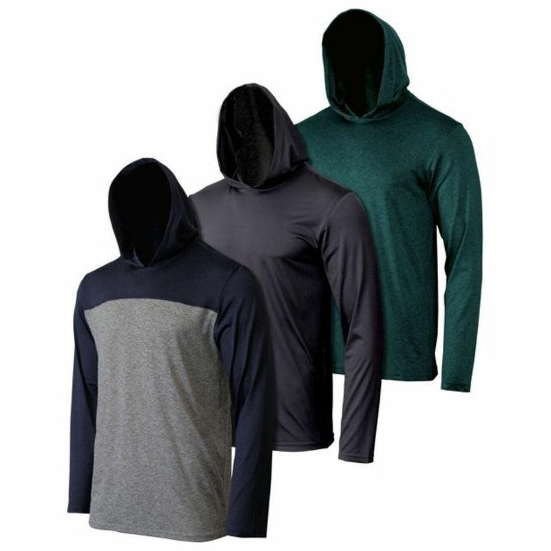 3-Pack: Men's Moisture Wicking Active Athletic Pullover Hoodies Men's Outerwear 4 S - DailySale