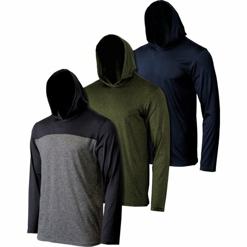 3-Pack: Men's Moisture Wicking Active Athletic Pullover Hoodies Men's Outerwear 5 S - DailySale