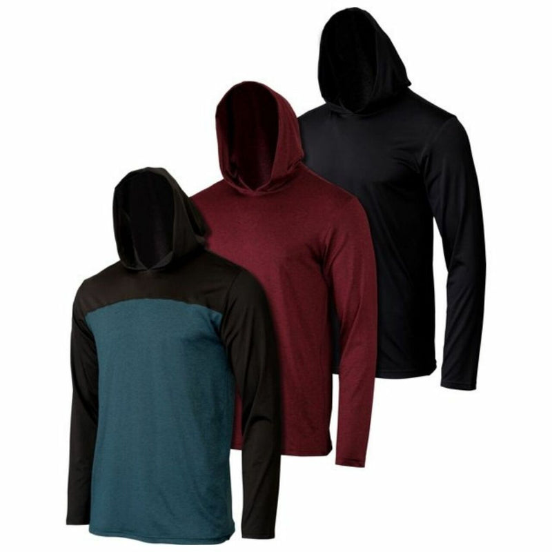 3-Pack: Men's Moisture Wicking Active Athletic Pullover Hoodies Men's Outerwear 6 L - DailySale