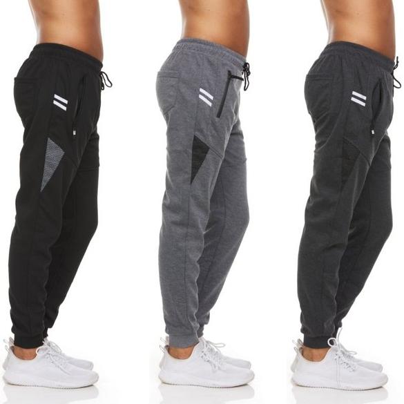 3-Pack: Men's Moisture-Wicking Jogger Pants with Zipper Pockets Men's Bottoms Style 3 S - DailySale