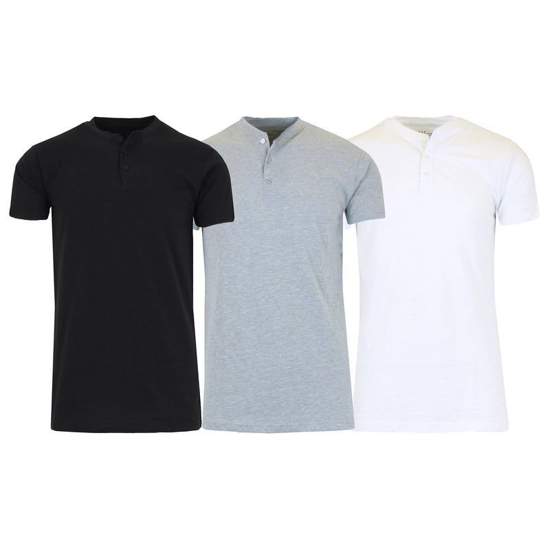 3-Pack Men's Slim Fitting Short Sleeve Henley Slub Tee Men's Clothing Black/Gray/White S - DailySale