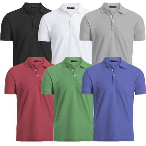 3-Pack: Men's Solid Short-Sleeve Polo Shirt Men's Tops S - DailySale