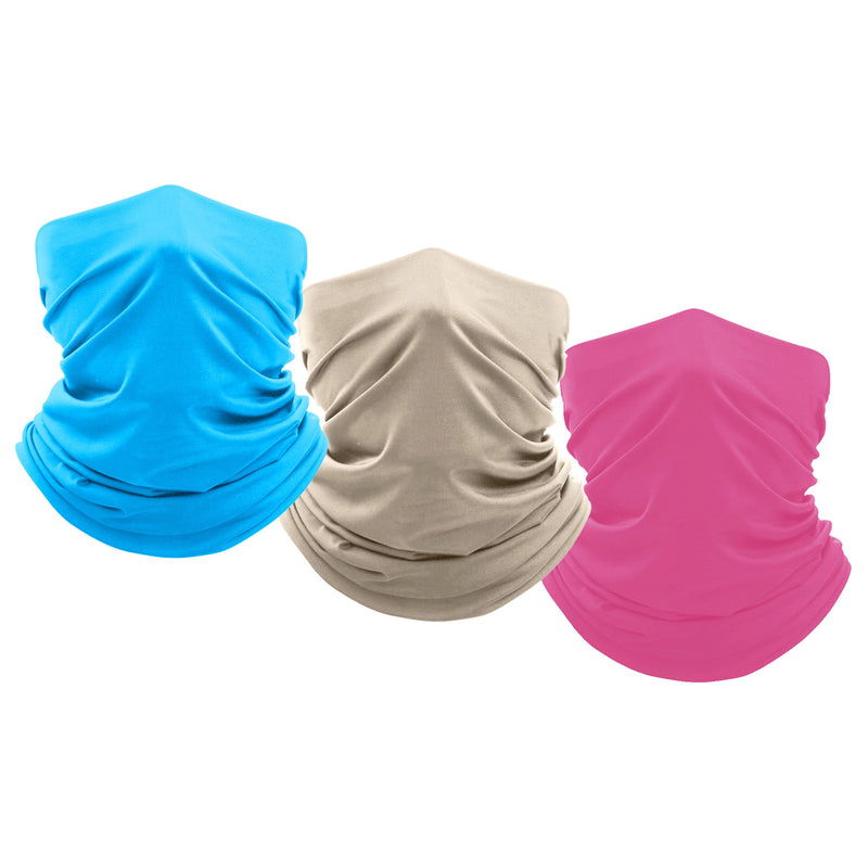 3-Pack: Moisture Wicking Breathable Stretch Gaiter Neck Face Mask Sports & Outdoors Aqua/Vanilla/Coral - DailySale