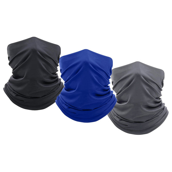 3-Pack: Moisture Wicking Breathable Stretch Gaiter Neck Face Mask Sports & Outdoors Black/Charcoal/Dark Blue - DailySale