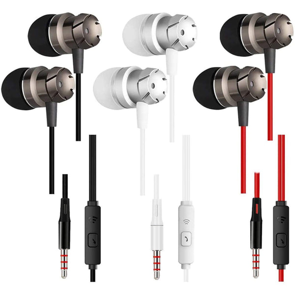 3-Pack: Noise Isolating Tangle Free In-Ear Headphones with Microphone Headphones & Audio - DailySale