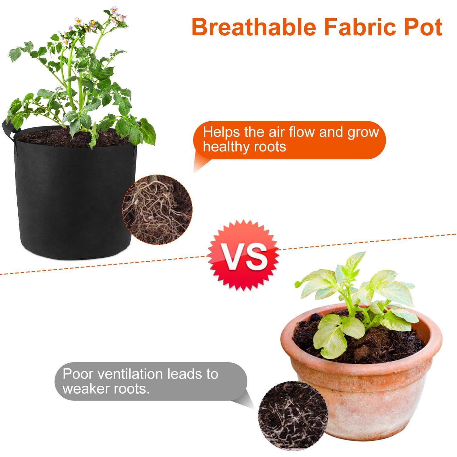 3-Pack: Planter Bags Breathable Planting Fabric Pots with Harvest Window Garden & Patio - DailySale