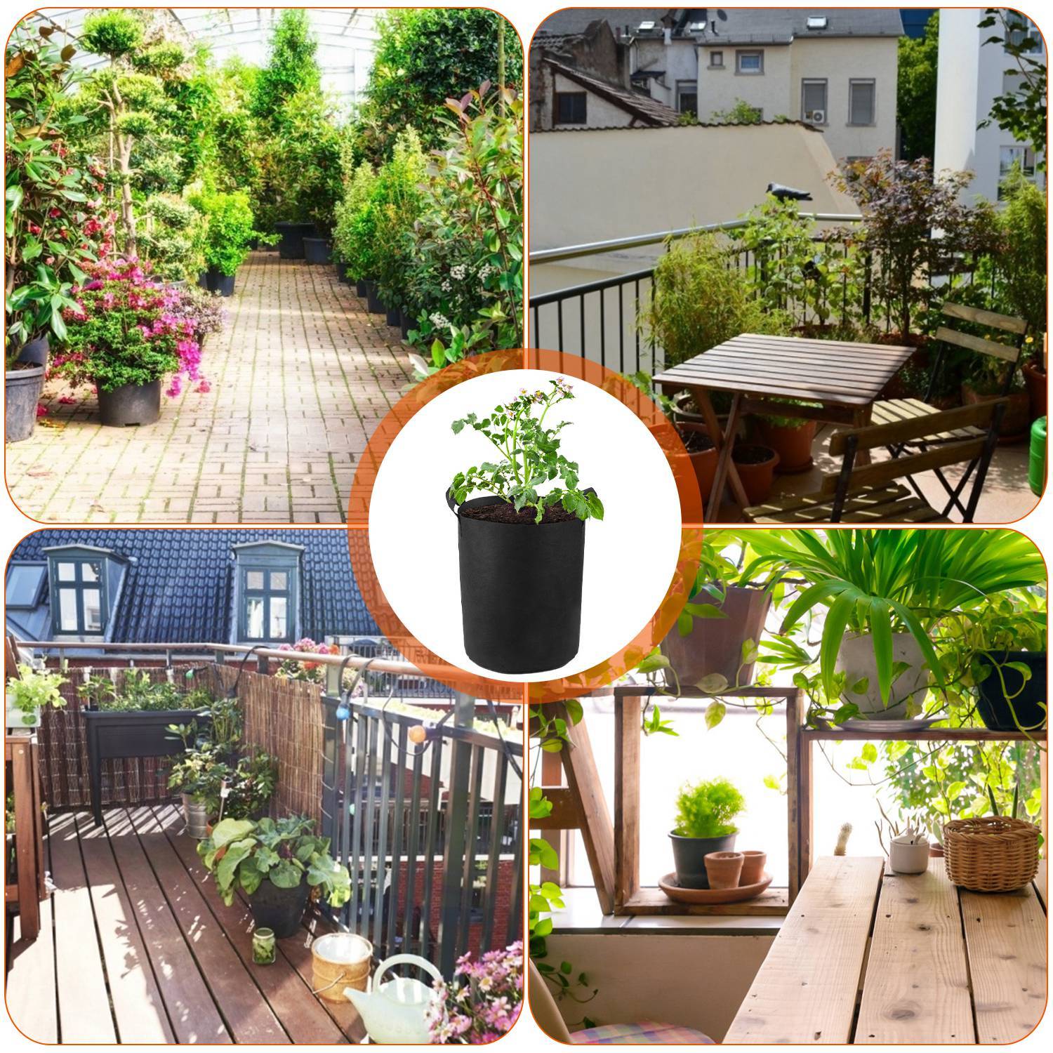 3-Pack: Planter Bags Breathable Planting Fabric Pots with Harvest Window Garden & Patio - DailySale