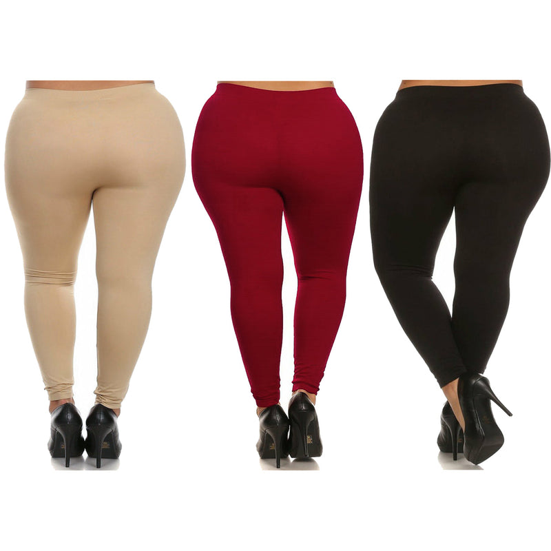 3-Pack: Plus Size Women's Casual Ultra-Soft Workout Yoga Leggings Women's Bottoms - DailySale