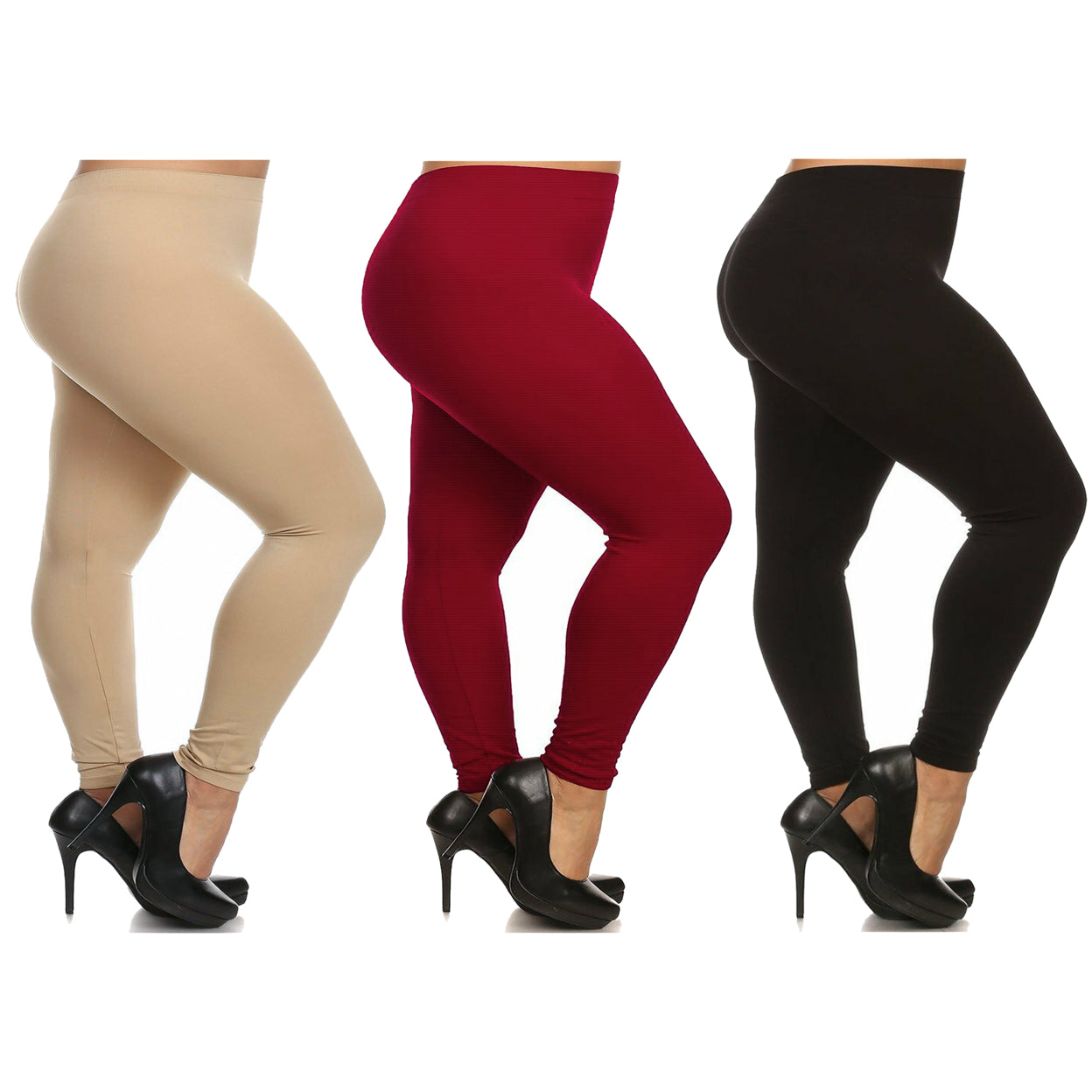 3-Pack: Plus Size Womens Casual Ultra-Soft Workout Yoga Leggings 