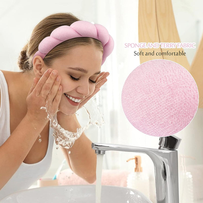 3-Pack: Puffy Terry Towel Cloth Fabric Sponge Face Wash Head Band Women's Shoes & Accessories - DailySale