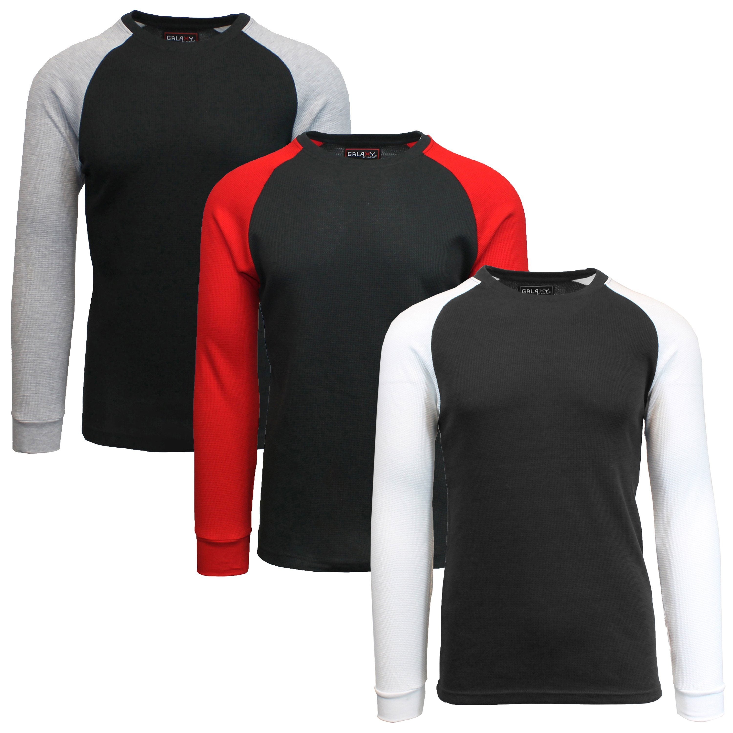 3-Pack: Raglan Sleeve Thermal Shirt Men's Clothing Set 1 S - DailySale