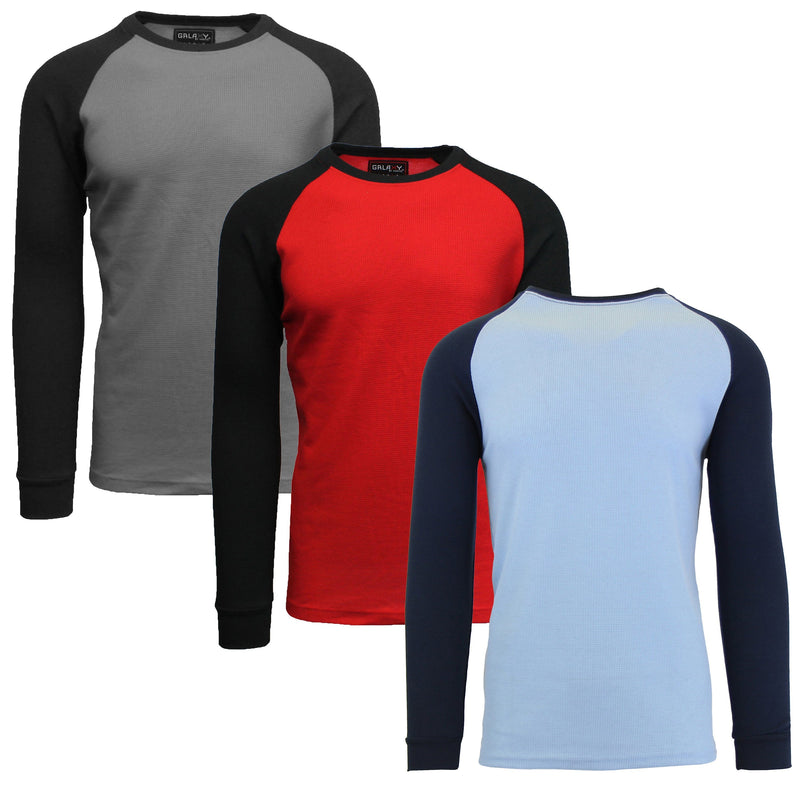 3-Pack: Raglan Sleeve Thermal Shirt Men's Clothing Set 2 S - DailySale