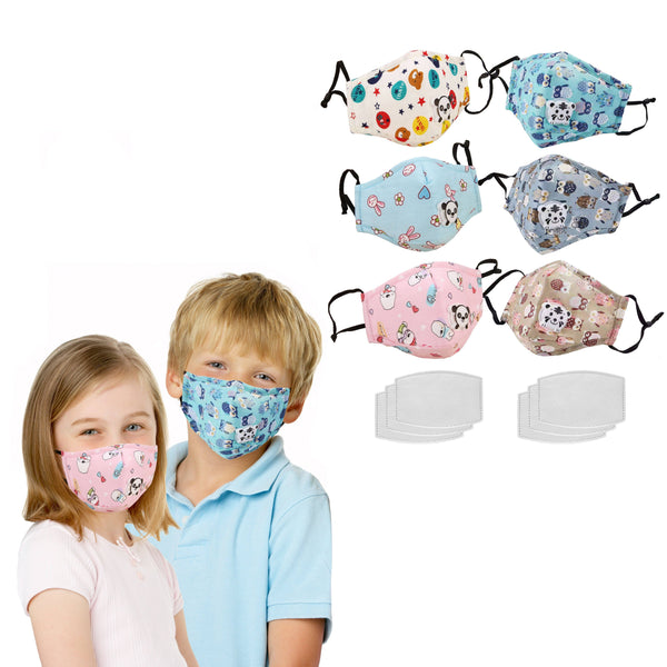 3-Pack: Reusable Kids Face Mask with 6 Filters and Adjustable Earloop Face Masks & PPE - DailySale