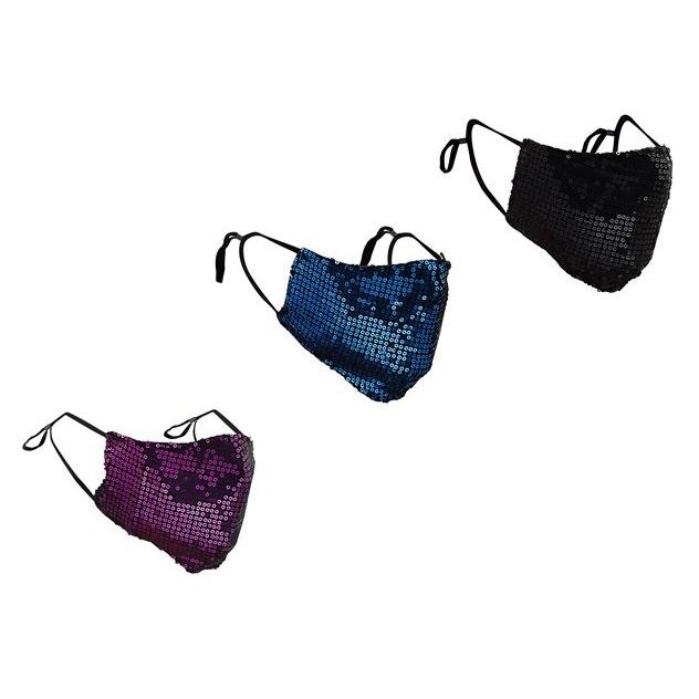 3-Pack: Reusable Washable Fitted Sequin Mask