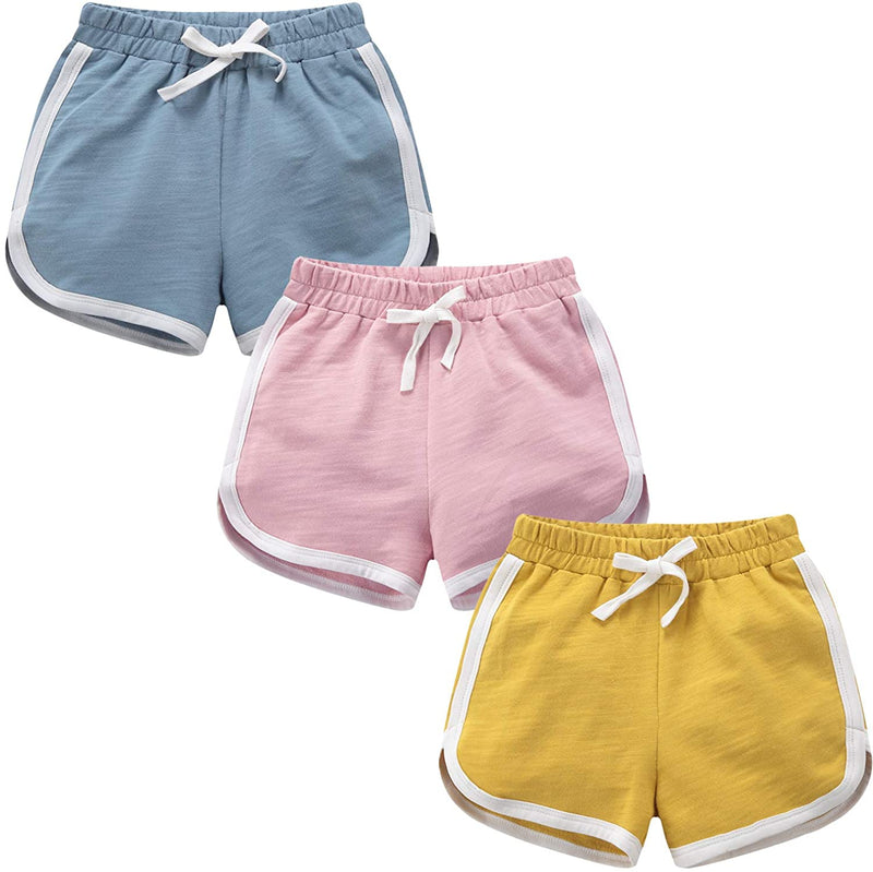 3-Pack: Running Athletic Cotton Shorts Kids' Clothing Yellow/Blue/Pink 12-18 Months - DailySale
