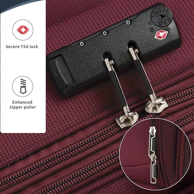 3-Pack: Softside Travel Luggage Set with TSA Lock