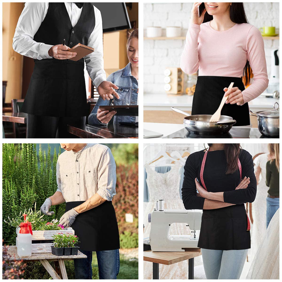 3-Pack: Syntus Server Aprons with 3 Pockets Kitchen Tools & Gadgets - DailySale