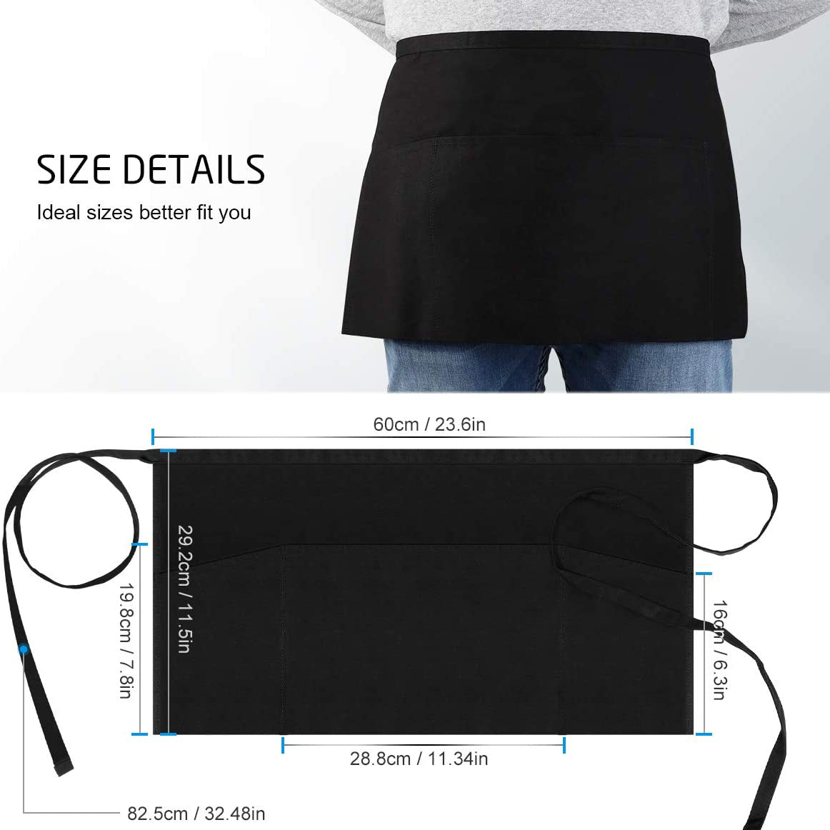 3-Pack: Syntus Server Aprons with 3 Pockets Kitchen Tools & Gadgets - DailySale