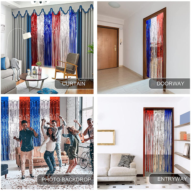 3-Pack: Tinsel Foil Fringe Curtains Holiday Decor & Apparel - DailySale
