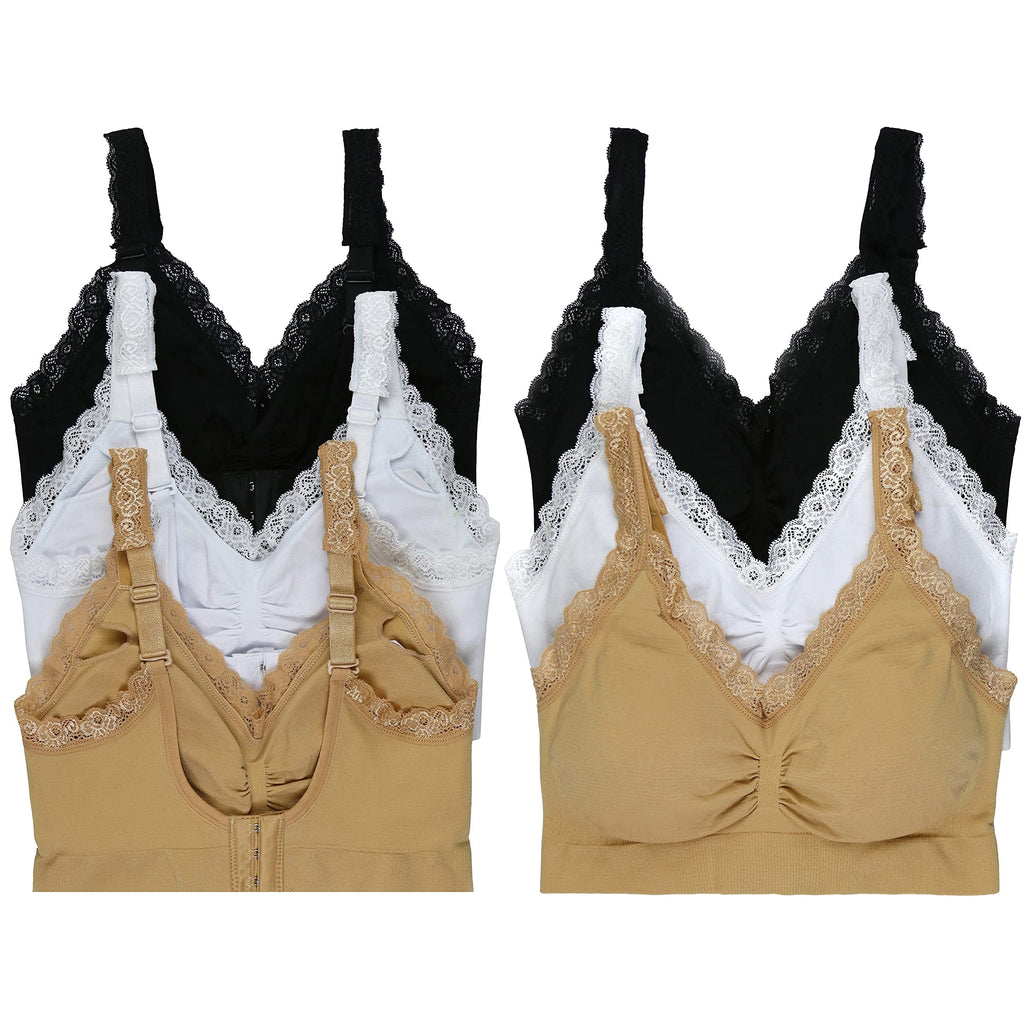 3-Pack: ToBeInStyle Women's Classic Adjustable U-Back Lace Trim Bralet