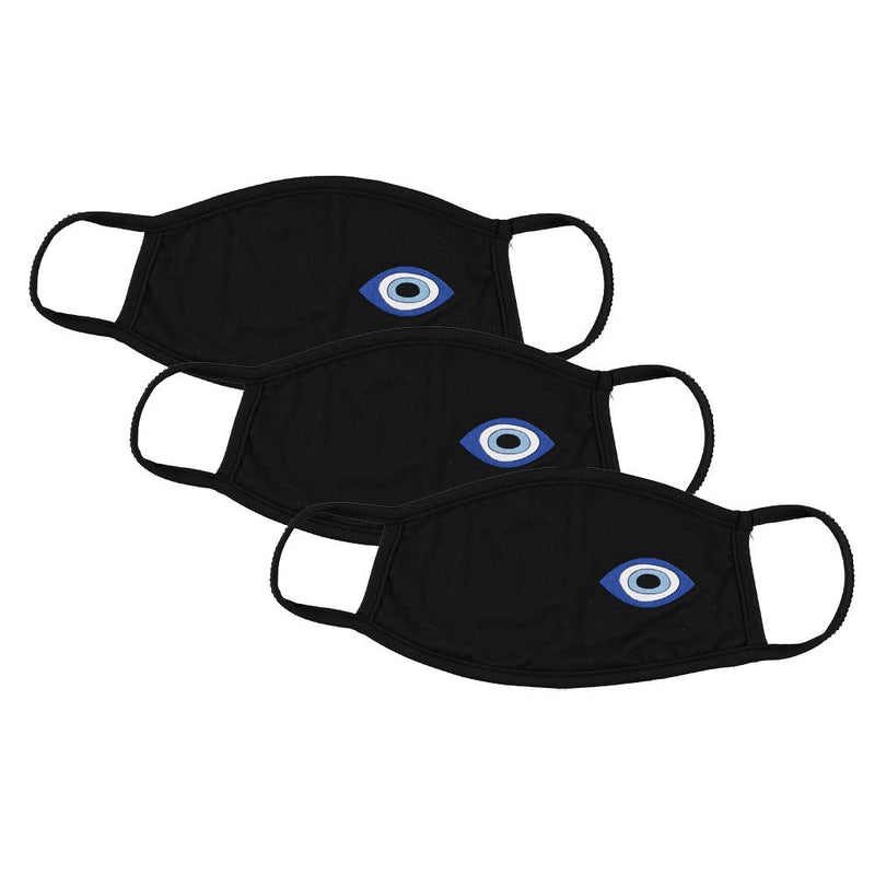 3-Pack: Washable Reusable Non-Medical Fabric Face Masks Wellness & Fitness Evil Eye - DailySale