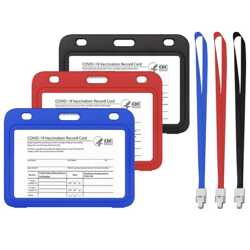 3-Pack: Waterproof Hard Case CDC Vaccination Card Immunization Record Holder With Lanyards Face Masks & PPE Assorted - DailySale