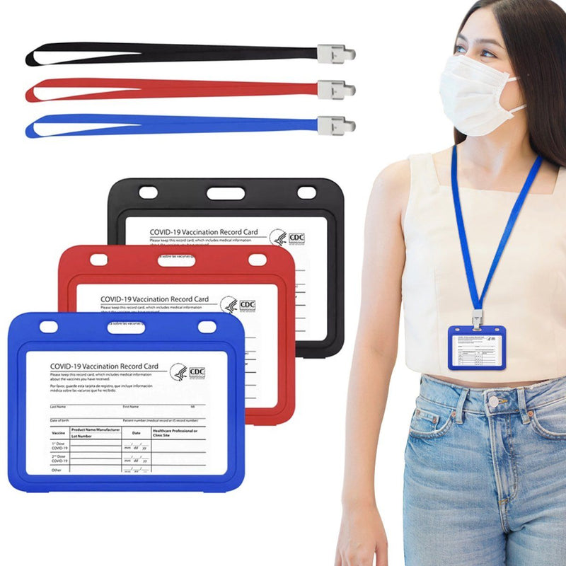 3-Pack: Waterproof Hard Case CDC Vaccination Card Immunization Record Holder With Lanyards Face Masks & PPE - DailySale