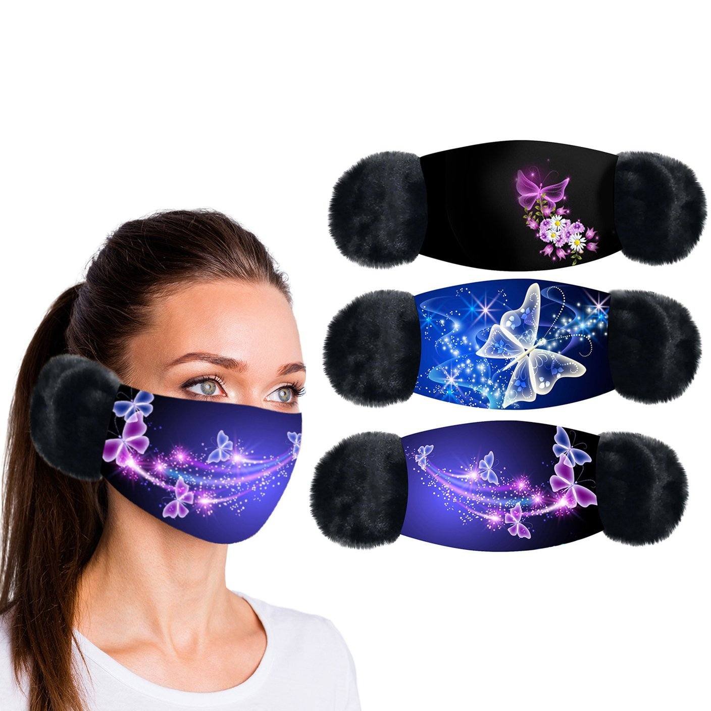 3-Pack: Windproof Winter Reusable Non-Medical Warm Face Mask With Earmuff Face Masks & PPE - DailySale