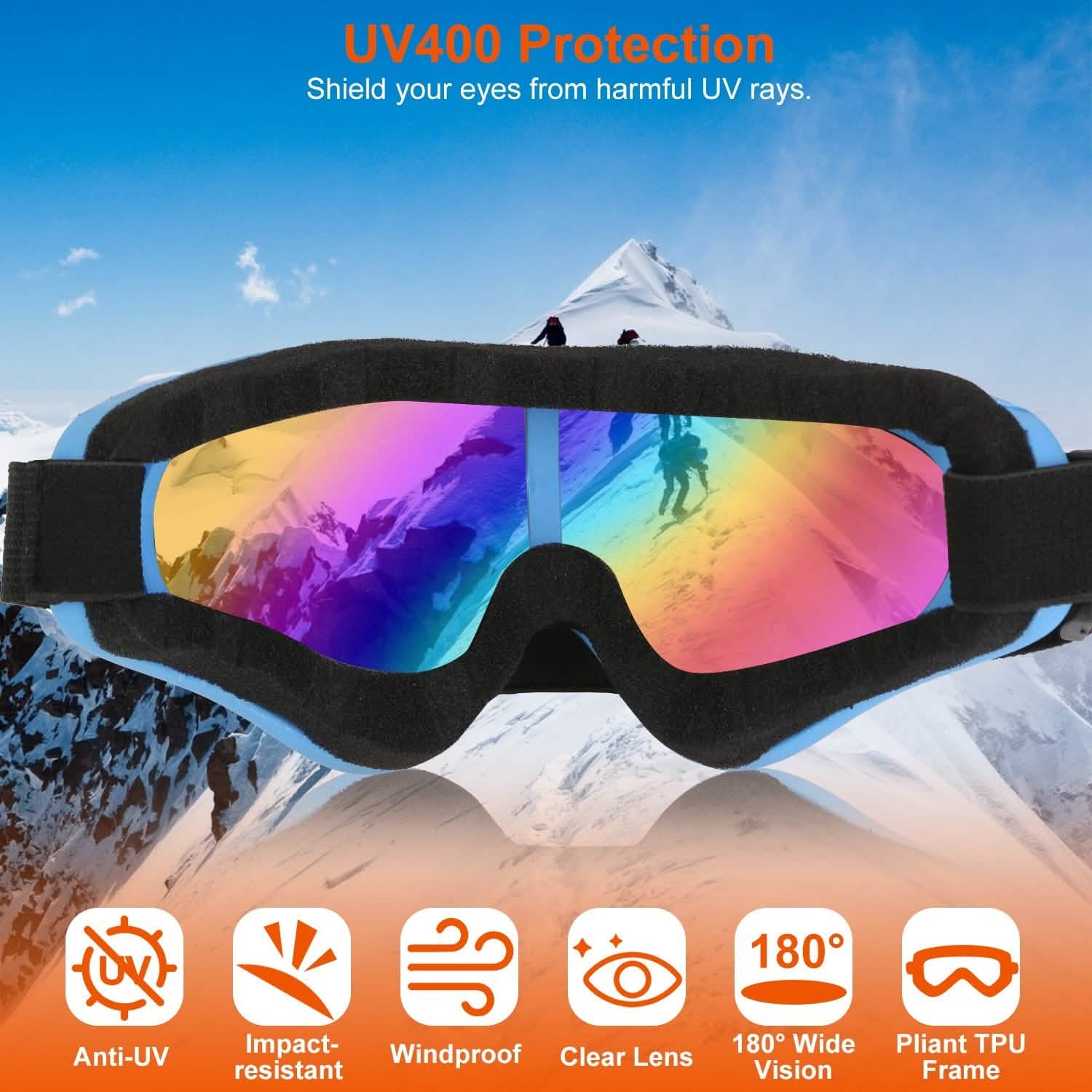 3-Pack: Winter Sports Goggles for Kids and Adults Sports & Outdoors - DailySale