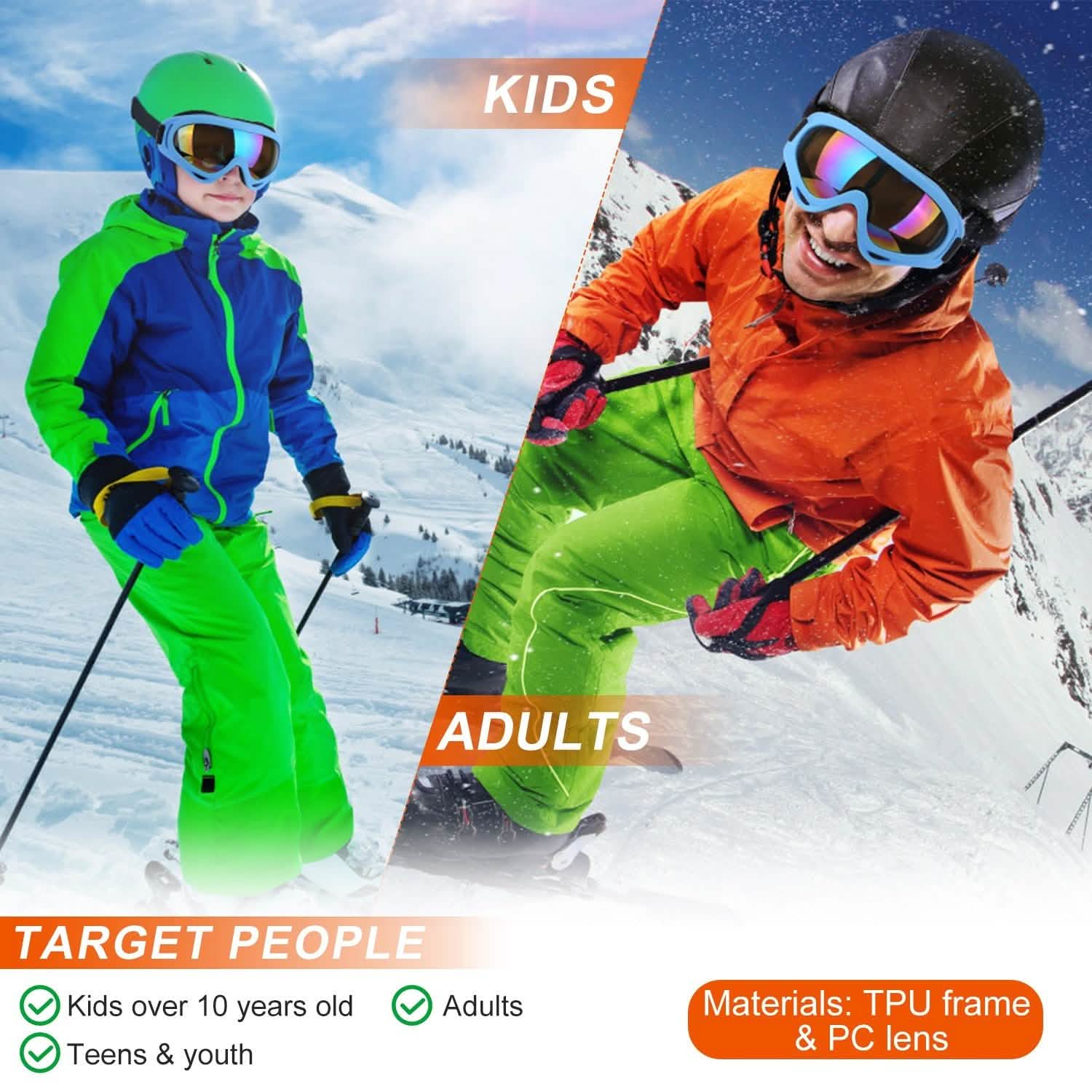 3-Pack: Winter Sports Goggles for Kids and Adults Sports & Outdoors - DailySale