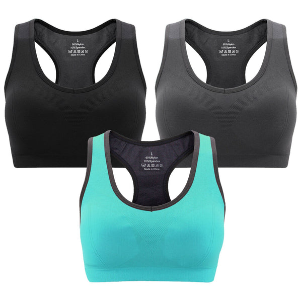  3 Pieces Pack Set Seamless Mercury Workout Sports Bras For  Women Athletic Removable Adjustable Backless Minimal Top L