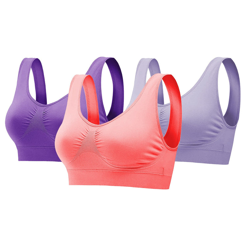 3-Pack: Women Seamless Wire-free Bra for Fitness Workout
