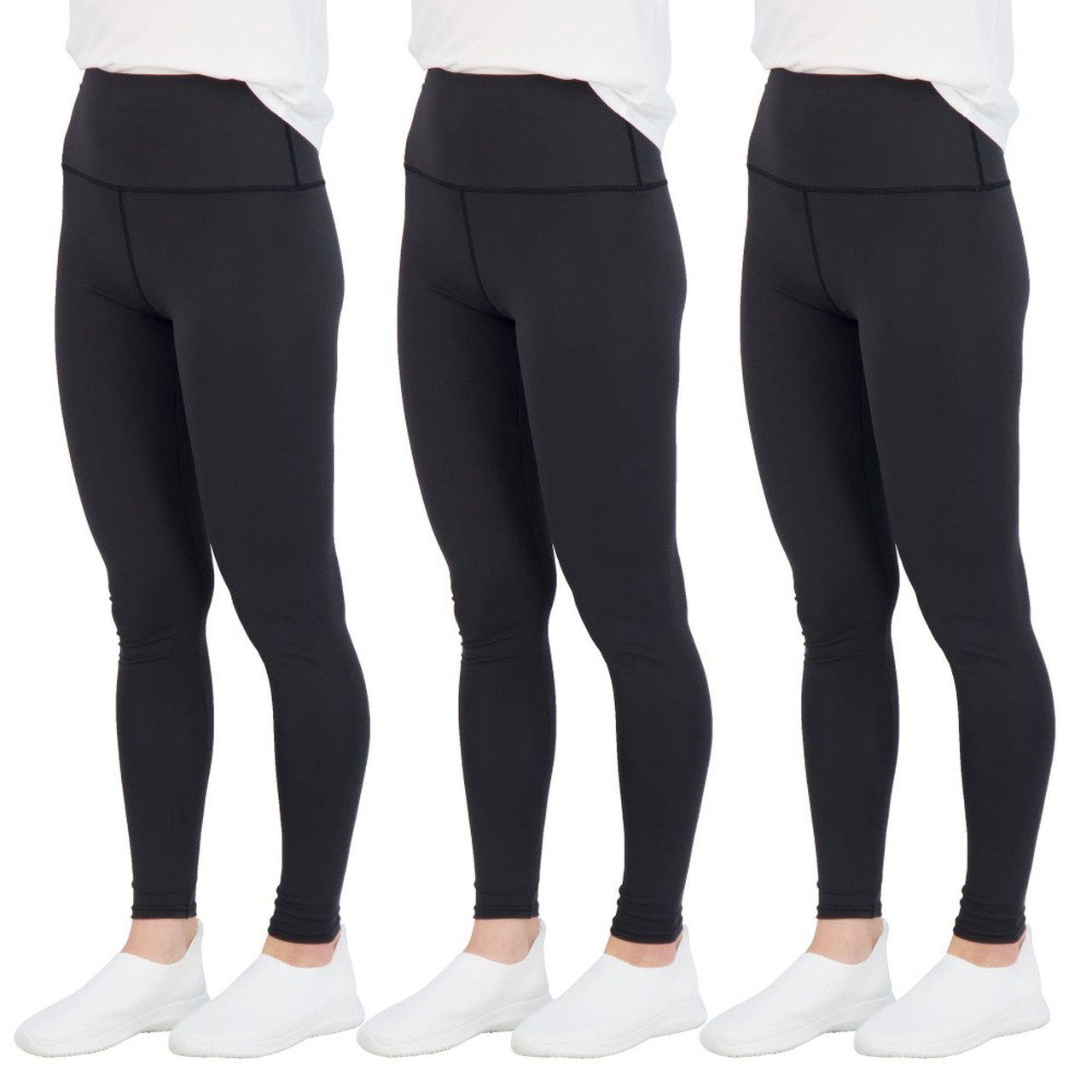 3-Pack: Women's Active Athletic Performance Leggings Women's Bottoms Black S - DailySale