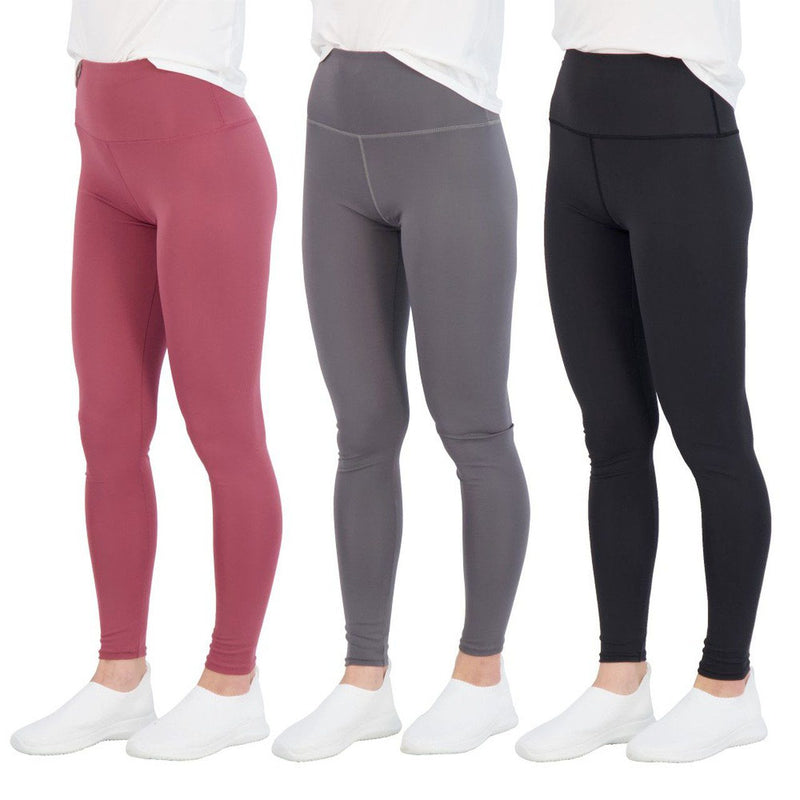 3-Pack: Women's Active Athletic Performance Leggings Women's Bottoms Red/Gray/Black S - DailySale