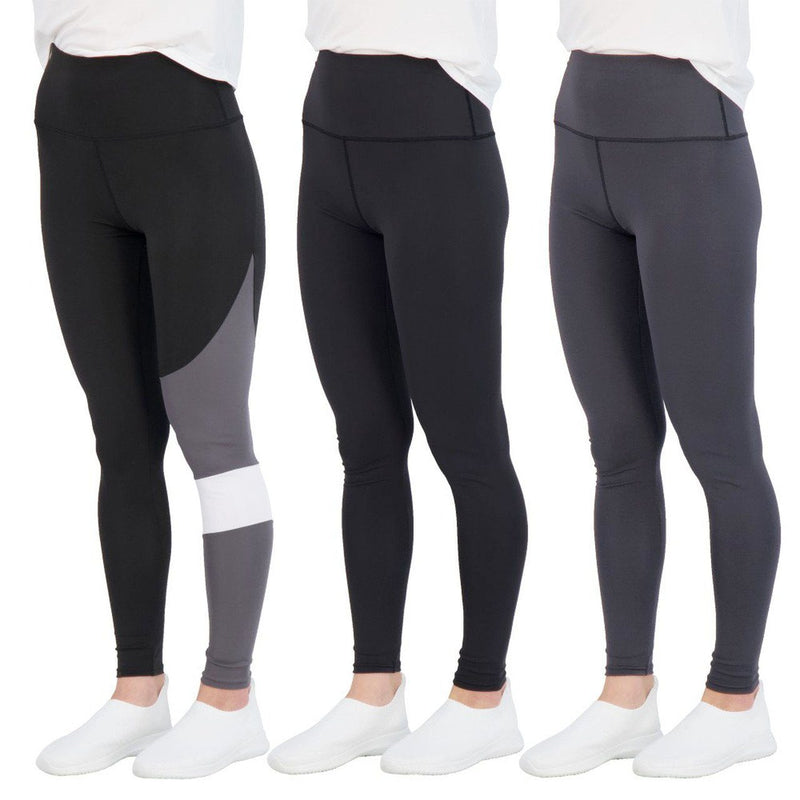 3-Pack: Women's Active Athletic Performance Leggings Women's Bottoms Three-Tone/Black/Gray S - DailySale