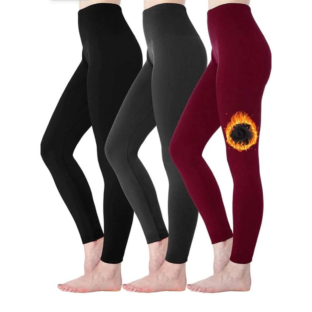 3-Pack: Women’s Fleece Lined Leggings High Waist Soft Stretchy Warm Leggings Women's Bottoms Assorted - DailySale