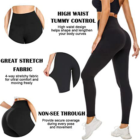 3-Pack: Women's Leggings No See Through Workout High Waist Tummy Control Yoga Pants Women's Bottoms - DailySale