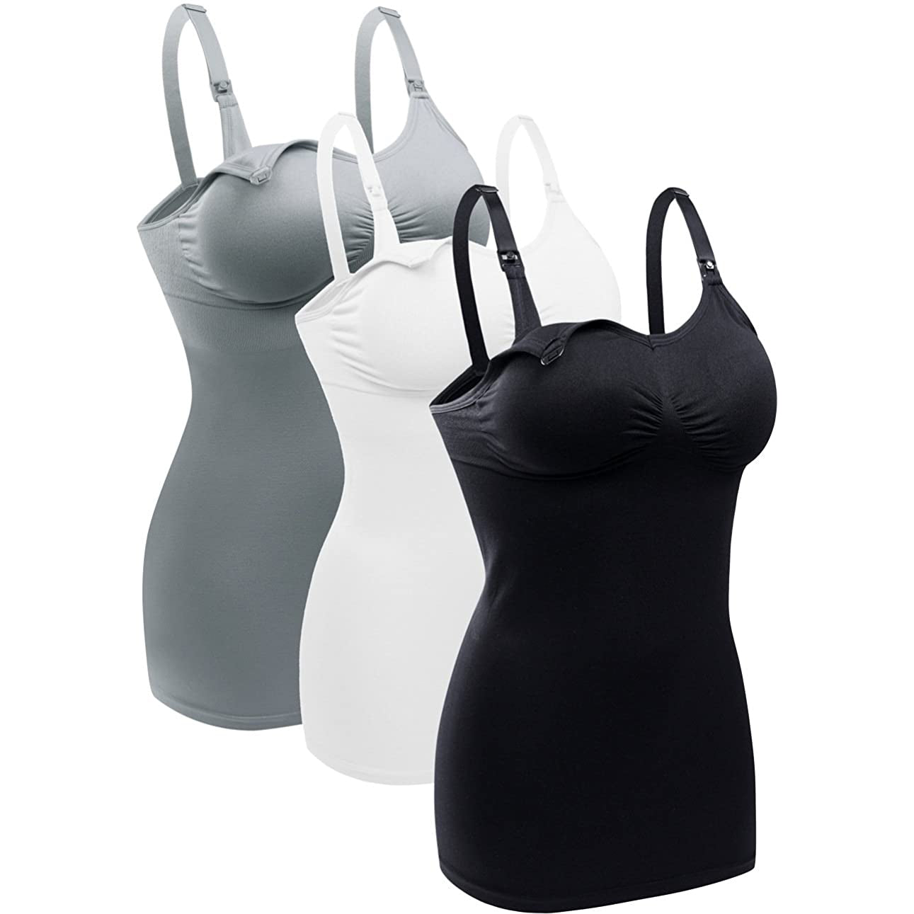 3-Pack: Womens Nursing Tank Tops Built in Bra for Breastfeeding Women's Tops S - DailySale