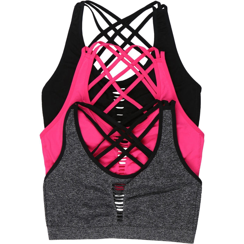 Womens Comfort Seamless Crisscross Front Strappy Bralette Sports