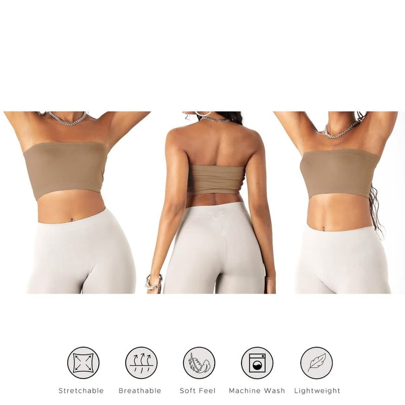 3-Pack: Women's Seamless Strapless Bandeau Crop Tube Top Bra Bralettes Women's Swimwear & Lingerie - DailySale