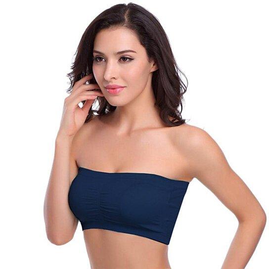  3Pack Womens Seamless Bandeau Crop Tube Top Bra Strapless  Padded Bralette