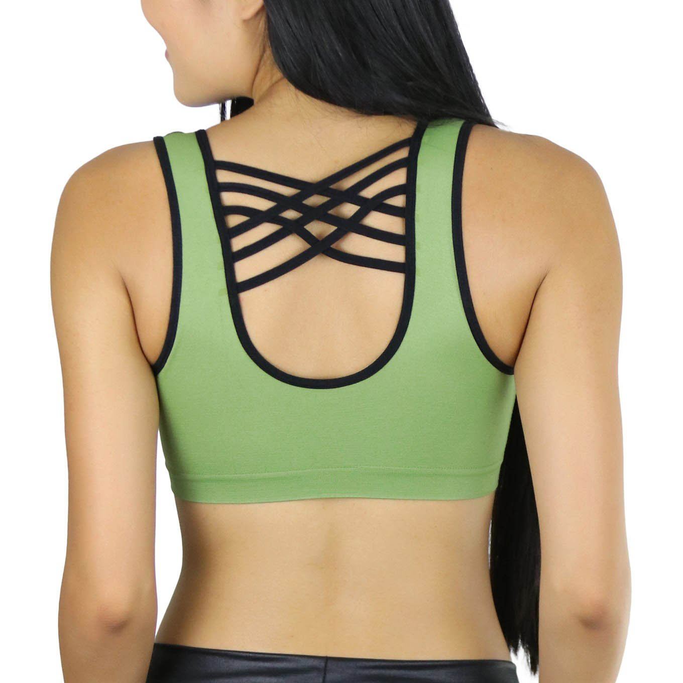 3-Pack: Women's Strappy Back Microfiber Sports Bras Women's Clothing - DailySale