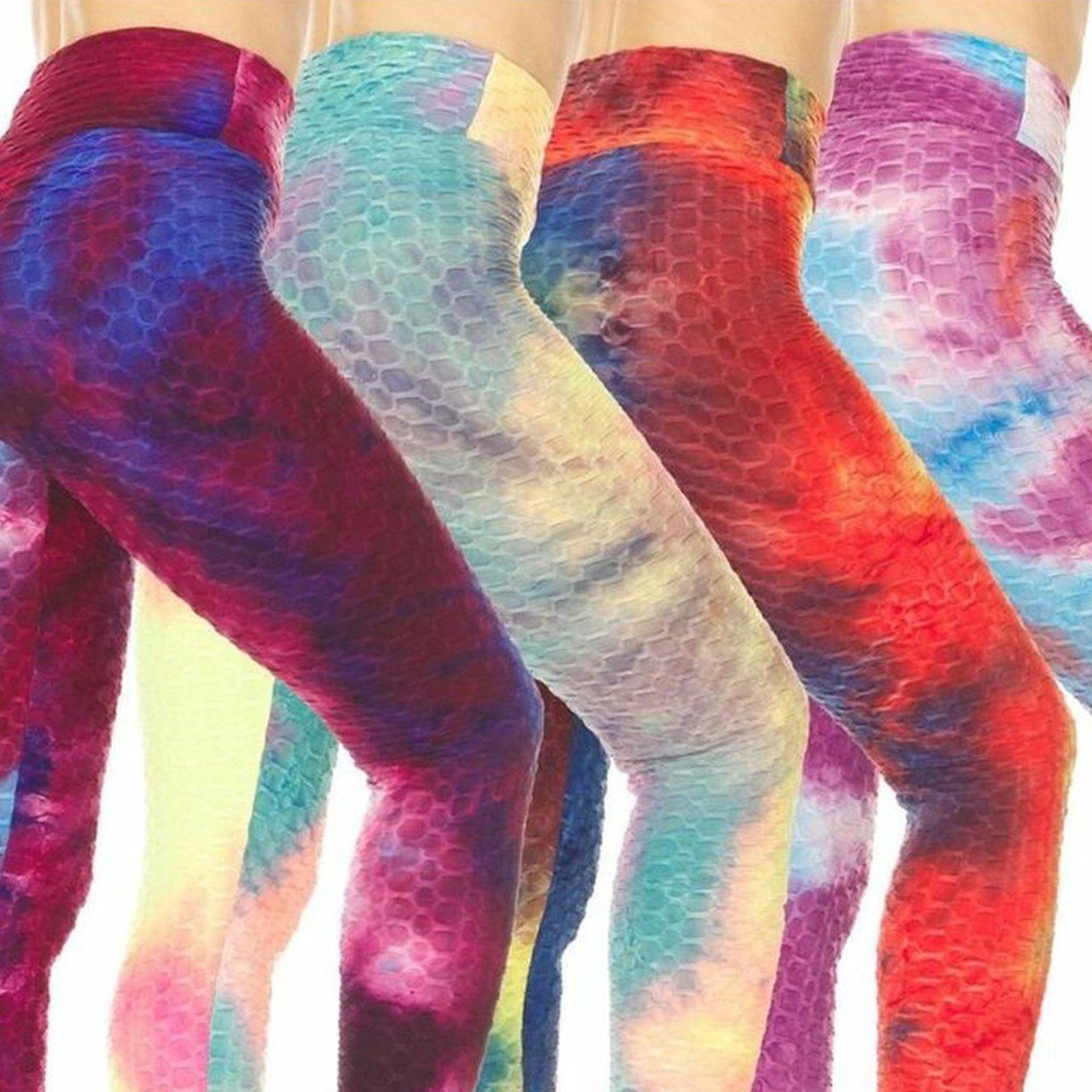 3-Pack: Women's Tie Dye Ruched High-Waist Leggings Women's Clothing S/M - DailySale