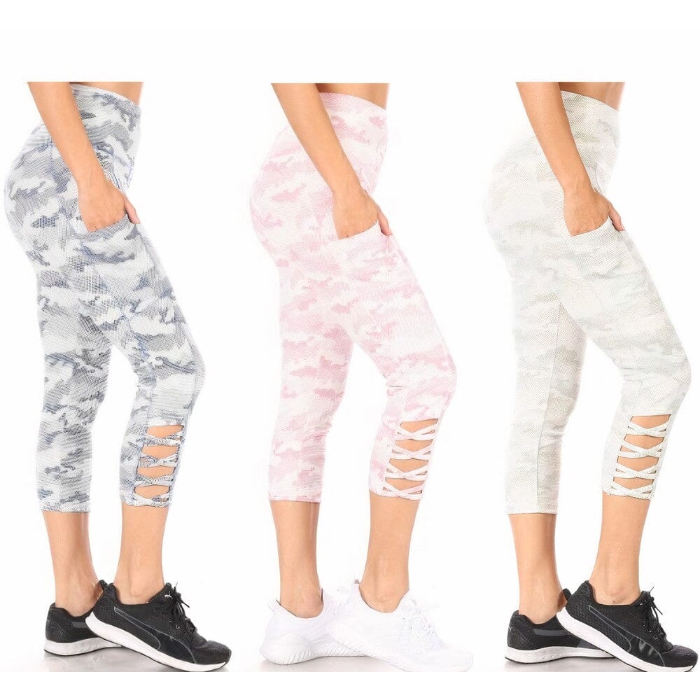 3-Pack: Women's Tummy Control Capri Leggings With Pockets Women's Bottoms - DailySale