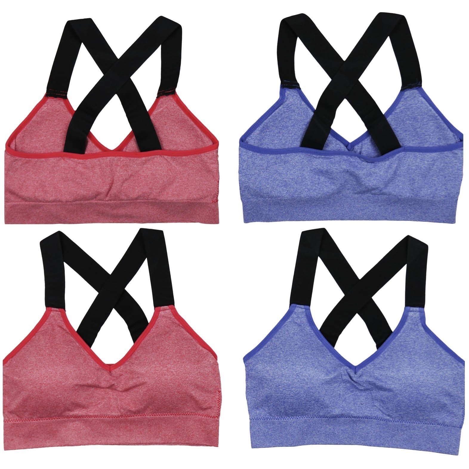 3-Pack: Women's Wide Cross-Strap Sports Bra Women's Clothing - DailySale