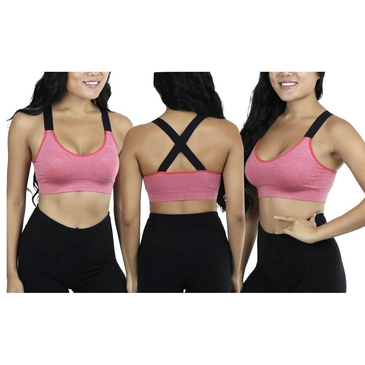 3-Pack: Women's Wide Cross-Strap Sports Bra Women's Clothing - DailySale