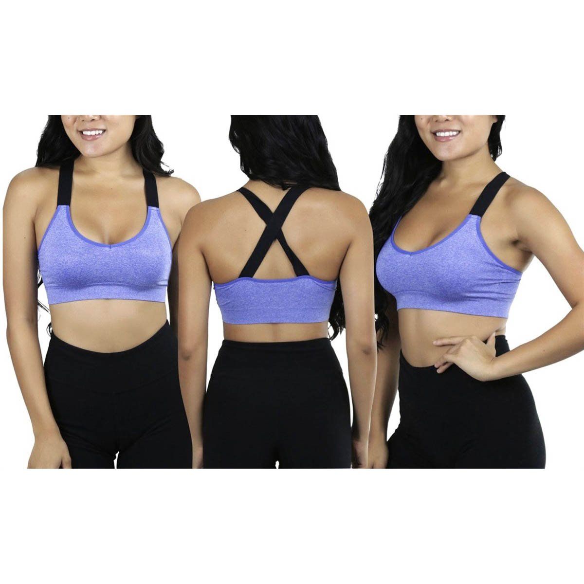 3-Pack: Women's Wide Cross-Strap Sports Bra Women's Clothing - DailySale