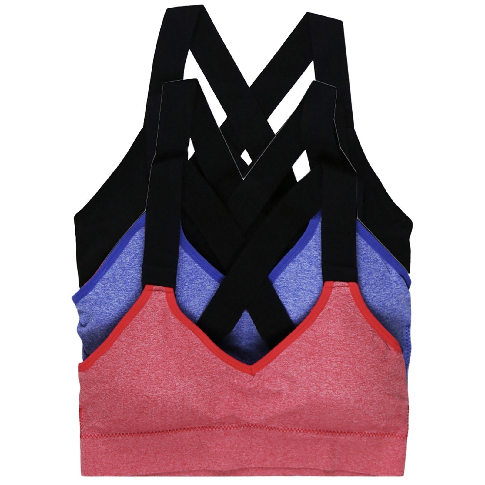 3-Pack: Women's Wide Cross-Strap Sports Bra Women's Clothing S/M - DailySale